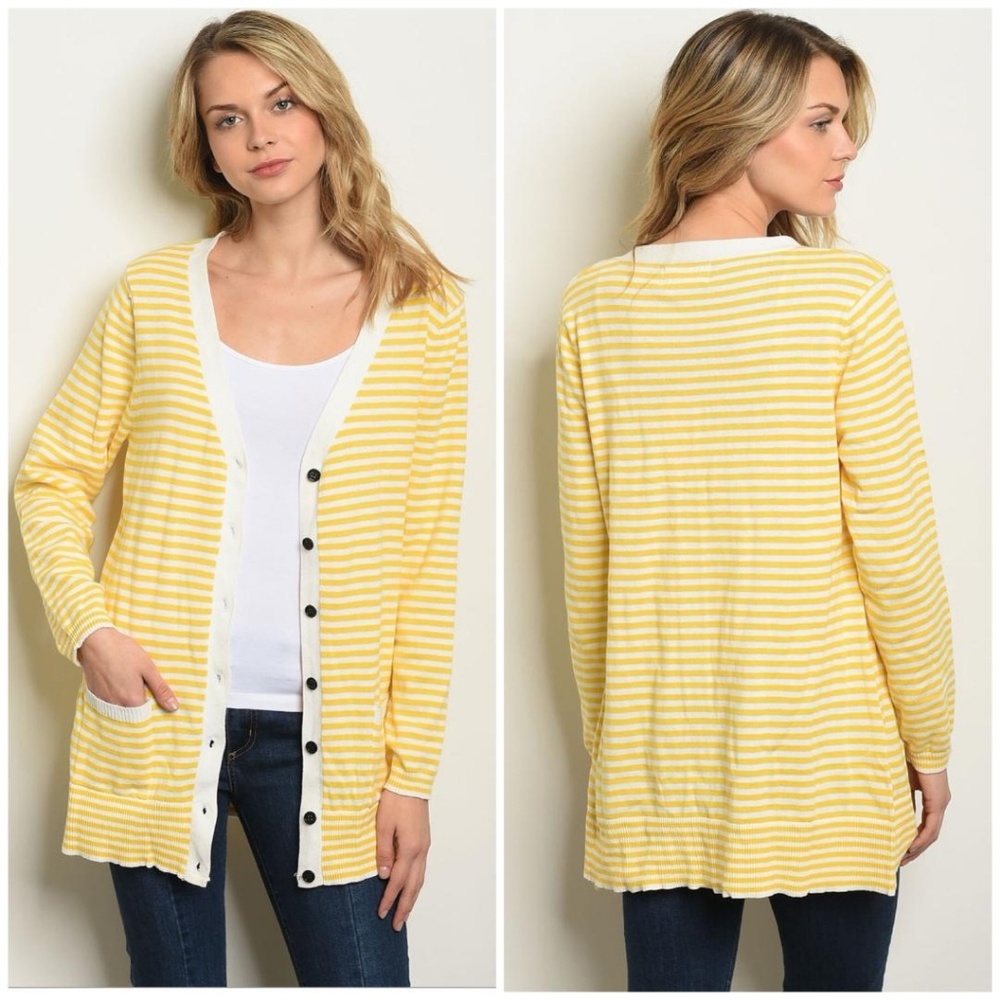 HYPED UNICORN Norsdtrom Yellow Striped Cardigan